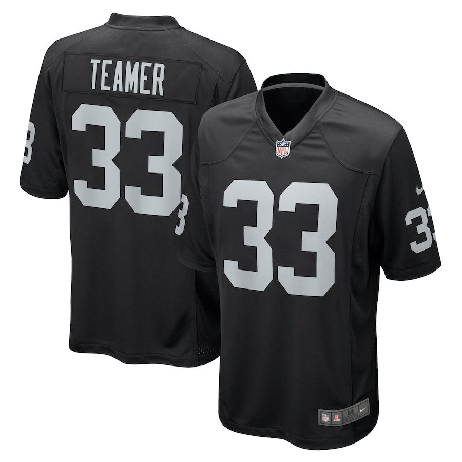 Men Oakland Raiders 33 Roderic Teamer Nike Black Game NFL Jersey